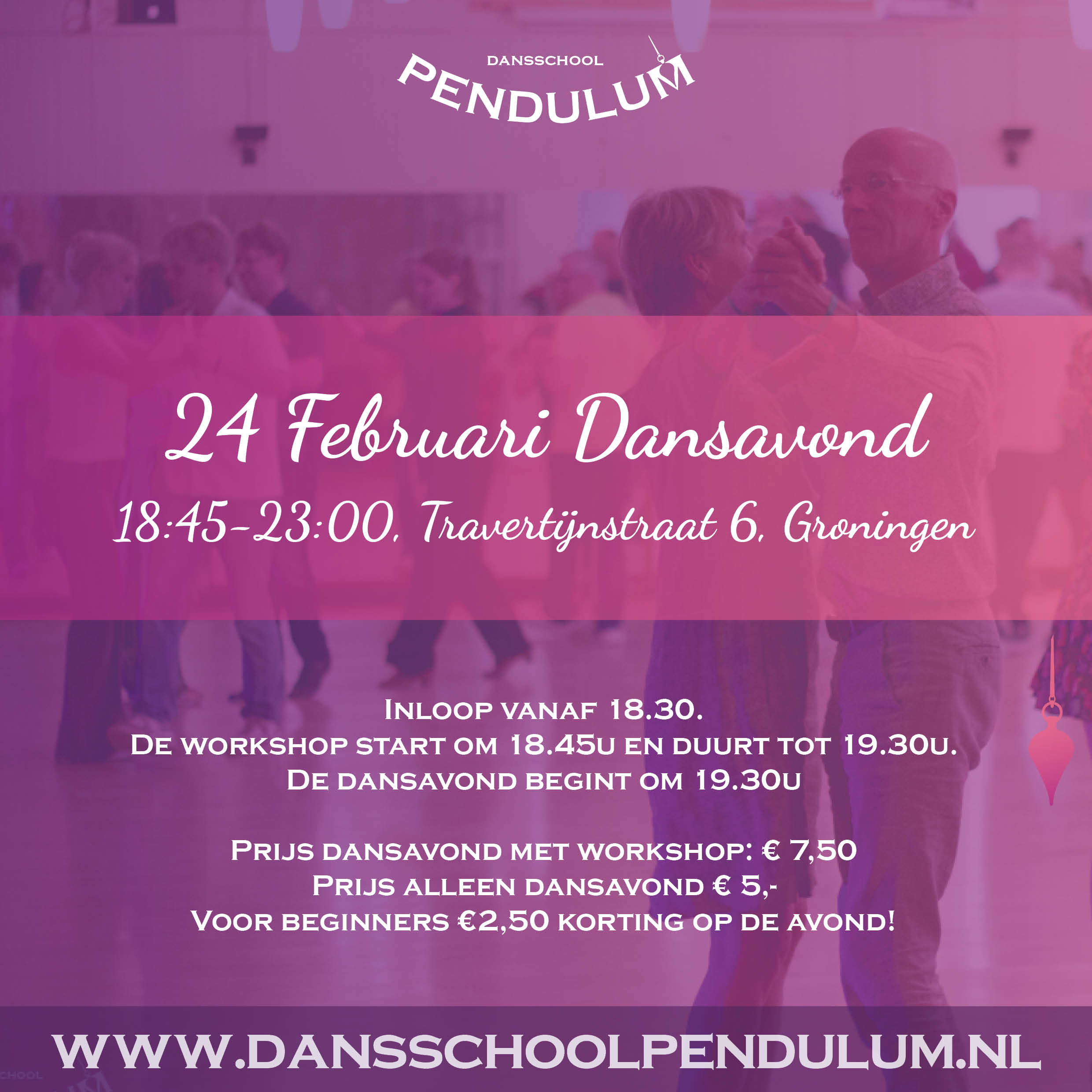 Pendulum poster - Dansavond  24 feb. 2024 18:30 - 23:00