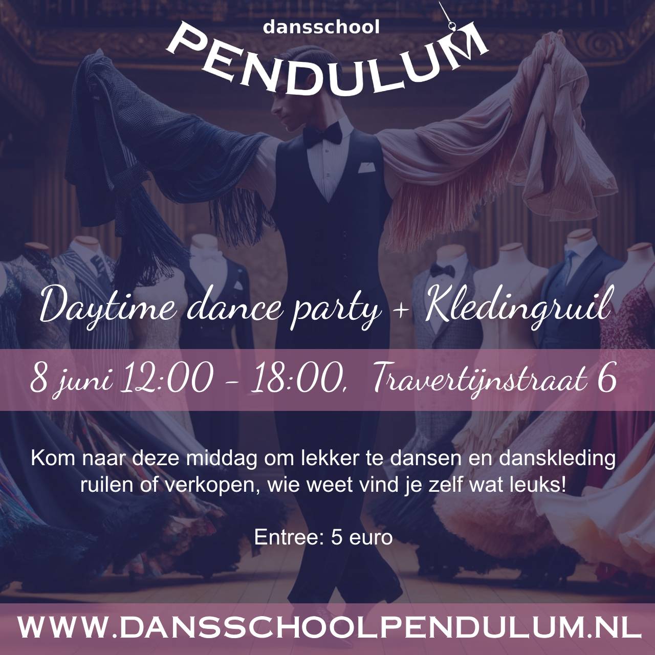 Pendulum poster - Pendulum -  Daytime dance party + Kleding ruil  08 jun. 2024 12:00 - 17:45